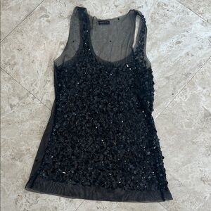 Black Sequin Shear Tank Top